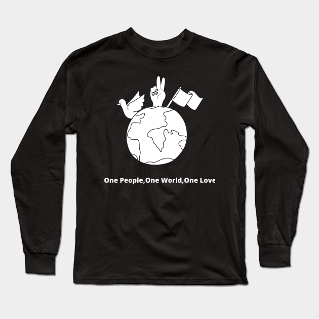 One People, One Wolrd, One Love Long Sleeve T-Shirt by Art master